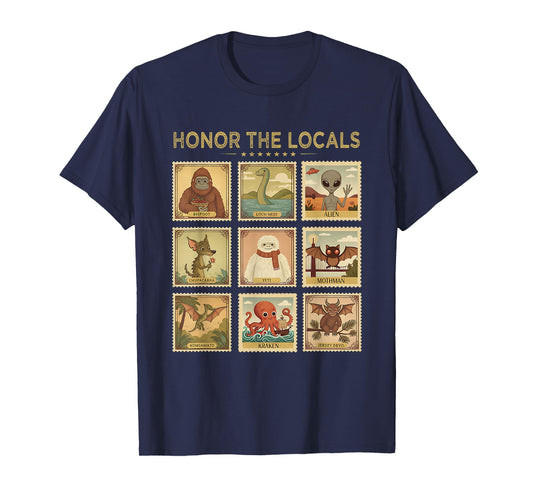 Retro Honor The Locals Bigfoot Big Foot Women Men Cryptid T-Shirt
