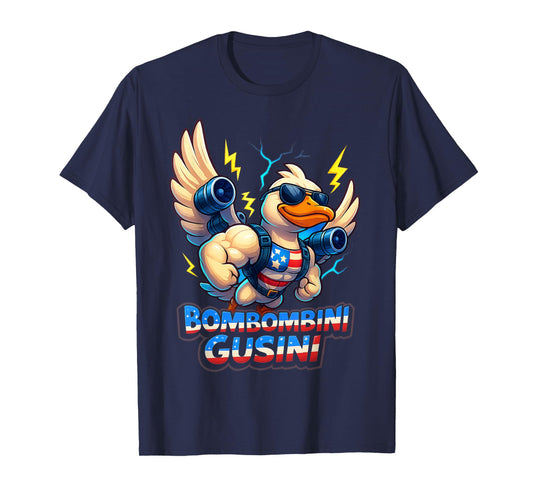 Bombombini Gusini Funny Brainrot Goose American Flag Meme T-Shirt