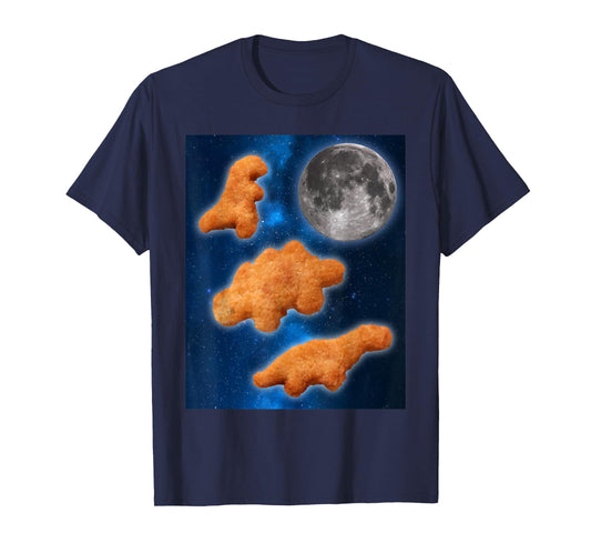 Three Chicken Nuggets Howl at Moon Funny Parody Dino Nugget T-Shirt