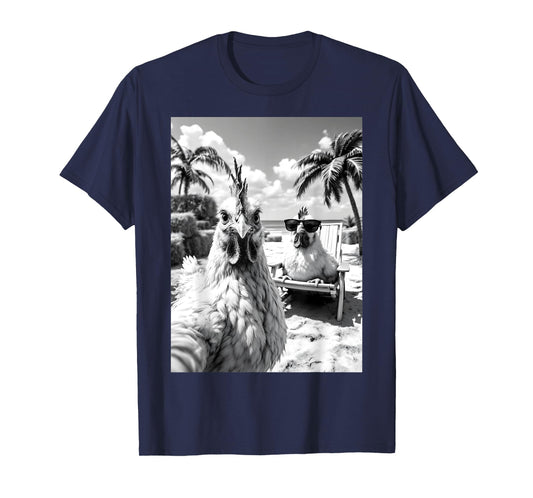 Chicken Selfie Chicken Rooster Summer Beach T-Shirt