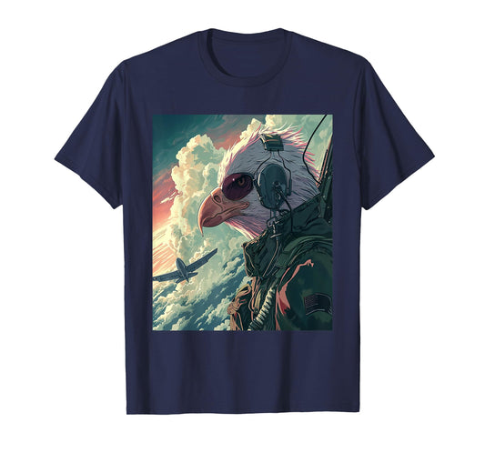 American Bald Eagle Fighter Pilot Patriotic US Military Art T-Shirt