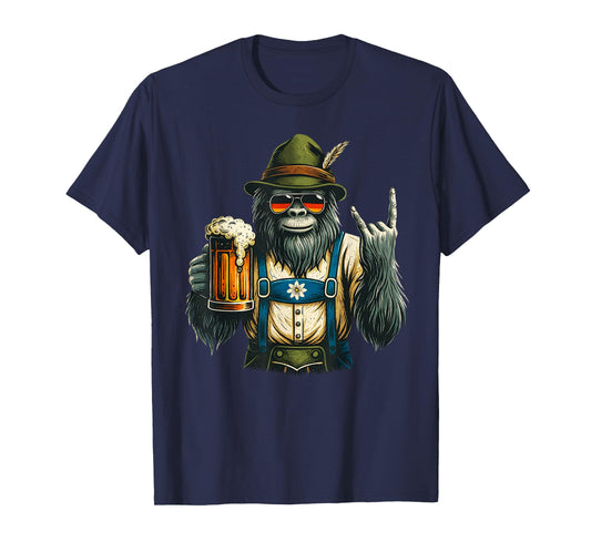 German Bigfoot Sasquatch Beer Lederhose Funny Oktoberfest T-Shirt