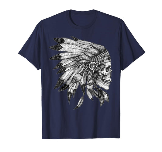 American Motorcycle Skull Native Indian Eagle Chief Vintage T-Shirt