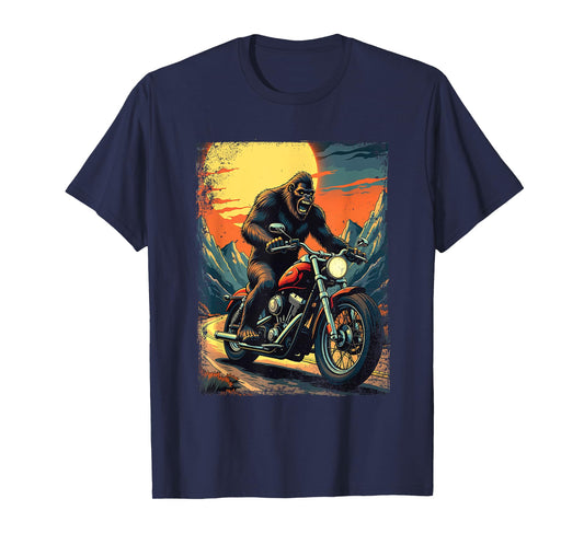 Bigfoot On Motorcycle - Biker Motorcycle Motorcycling T-Shirt