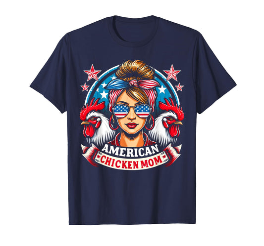 Patriotic America Chicken Mom 4th of July USA Chicken Lover T-Shirt for Women Kids Men