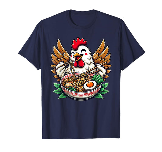 Kawaii Chicken Eating Ramen Noodles T-Shirt