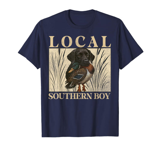 Local Southern Boy Duck Hunting Black Lab Outdoor Vintage T-Shirt