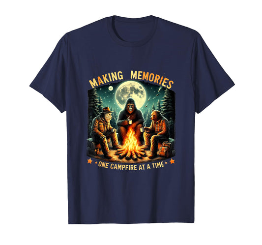 Retro Making Memories One Campfire At A Time Bigfoot Camping T-Shirt