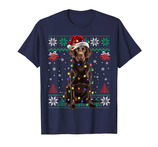 Chocolate Lab Christmas Santa Hat Dog Ugly Sweater Men Women Kids T-Shirt