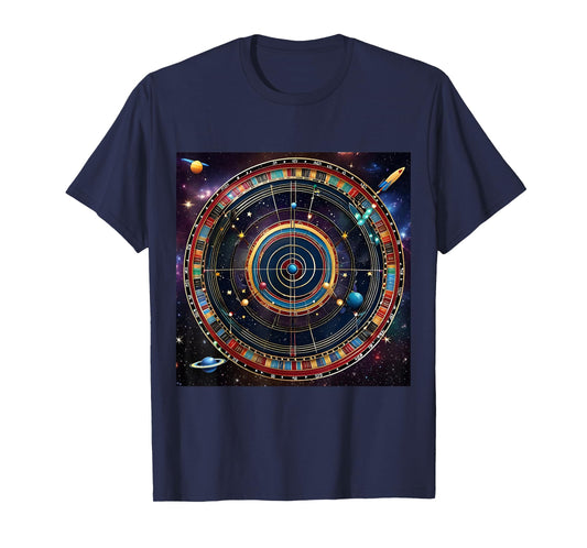Bullseye Beyond Unisex-Adults Kids T-Shirt, Black, Small, Short Sleeve, Modern, Astrological, Sports, Professional, Themed-T-Shirts, Interstellar Challenge: Cosmic Dartboard T-Shirt