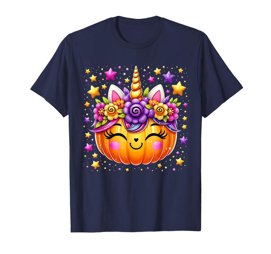 Cute Unicorn Pumpkin Girls Kids Funny Halloween T-Shirt