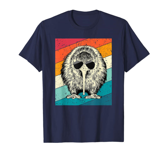 Retro Vintage Kiwi Bird with Sunglasses Animal Lovers T-Shirt