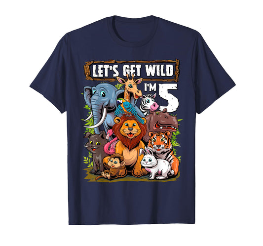 5 Year Old Zoo Birthday Safari Jungle Animals 5th Birthday T-Shirt