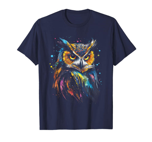 Artwork Fantasy Women's Owl Bird T-Shirt, Black, Small