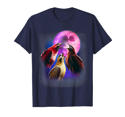 3 Hawks Howling At The Moon Funny Hawk Bird Lover Birder T-Shirt