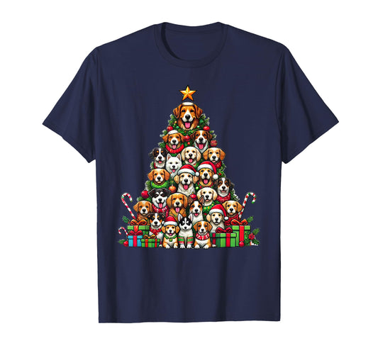 Dog Christmas Tree Funny Dog Xmas T-Shirt for Men Women Girls Kids