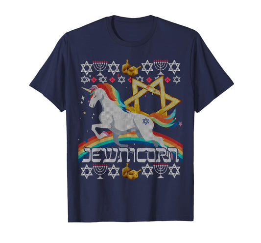 Jewnicorn Unicorn Ugly Hanukkah Chanukah - Funny Jewish T-Shirt