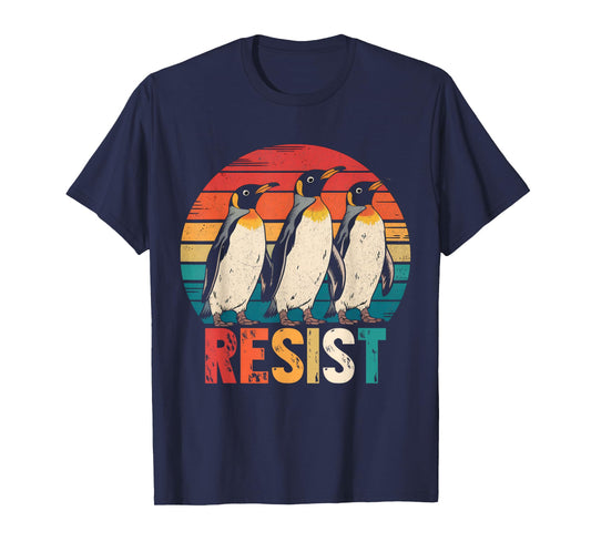 Resist Penguins Protest Against Tariffs Penguin Resist Retro T-Shirt