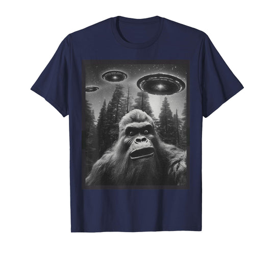 CAT Funny Graphic Tee For Men Women Bigfoot Sasquatch Alien UFO T-Shirt