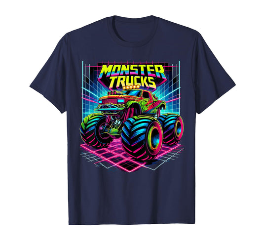 Monster Truck Birthday Party Retro Monster Trucks T-Shirt