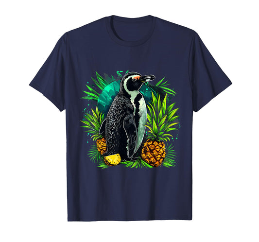 Pineapple Penguin Bird Colourful Artwork Motif Penguin Lover T-Shirt