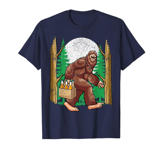 Bigfoot Beer Run Funny Sasquatch Forest Drinking T-Shirt