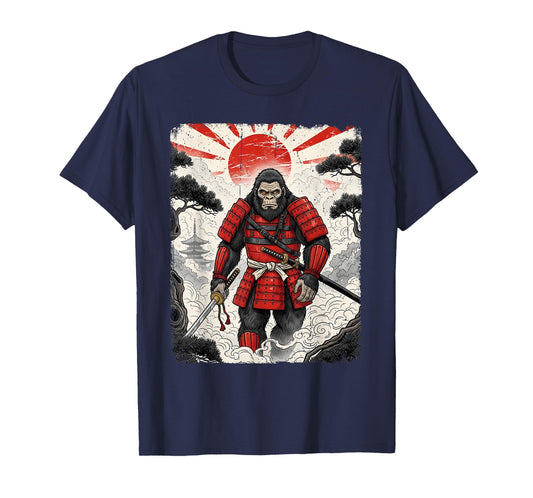 Samurai Bigfoot Japanese Vintage Graphic Sasquatch Funny T-Shirt