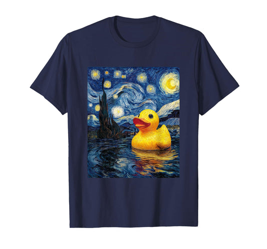 Rubber Duck Duckie Ducky Van Gogh Style Starry Night Funny T-Shirt