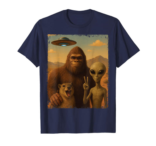 Funny Rock Hyrax Awawa Bigfoot Alien Selfie UFO Area 51 T-Shirt