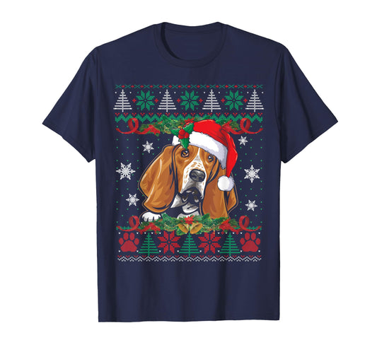 Basset Hound Christmas Ugly Sweater Funny Dog Lover Xmas T-Shirt