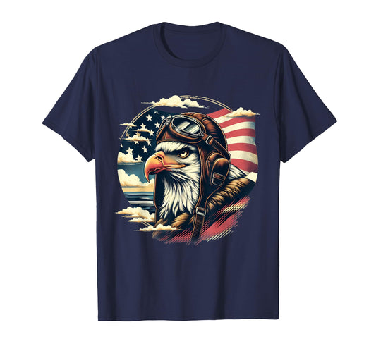4th of July Patriotic American Shirt Eagle Fighter Pilot T-Shirt
