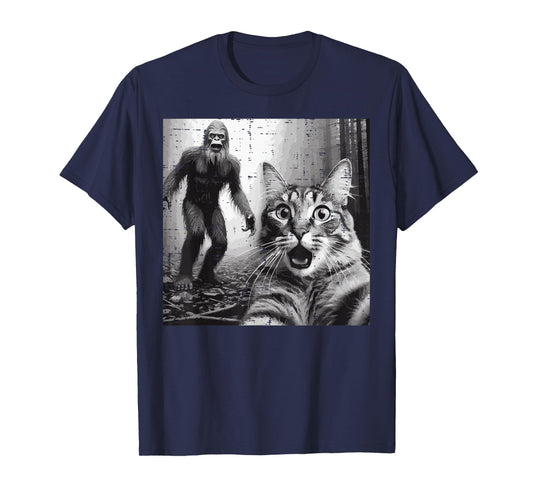 Bigfoot Sasquatch Cat Selfie Funny Saying Men Women Kids T-Shirt