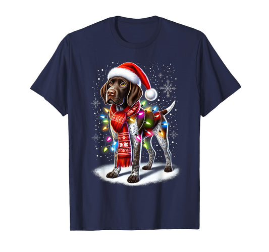 German Shorthaired Pointer Christmas Tree Lights Xmas T-Shirt