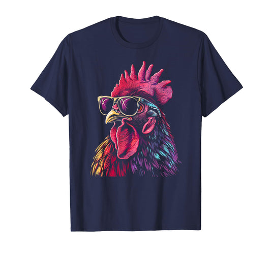 Chicken Rooster Sunglasses Funny Chicken Farmer Farmer T-Shirt