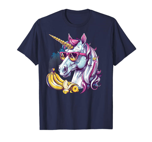 Banana Unicorn Portrait Artwork Banana Lover Bananas Fruit T-Shirt