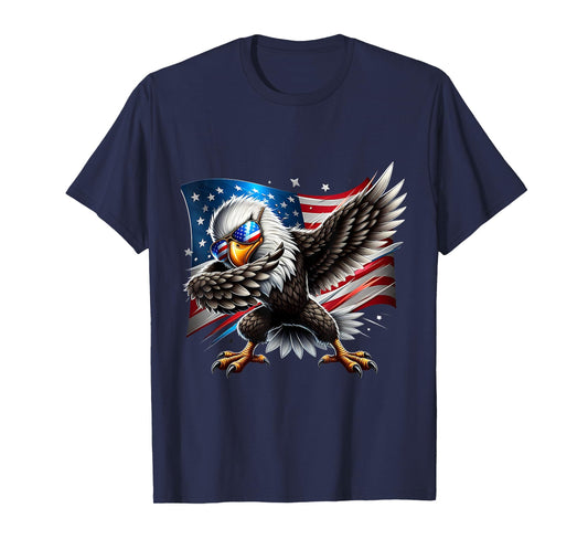 Funny Patriotic Dab American Flag Bald Eagle 4th of July USA T-Shirt