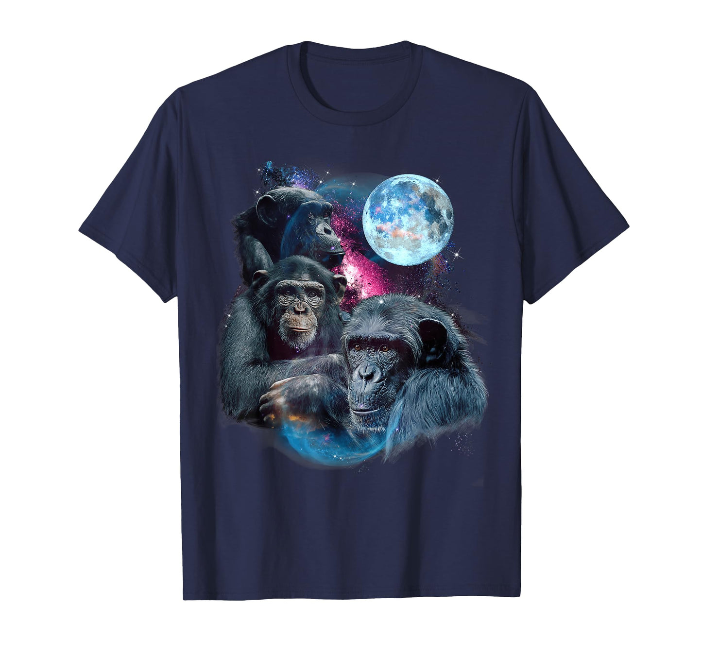 3 Moon Chimpanzee Art Monkey Chimp Ape Animal Lover Novelty T-Shirt