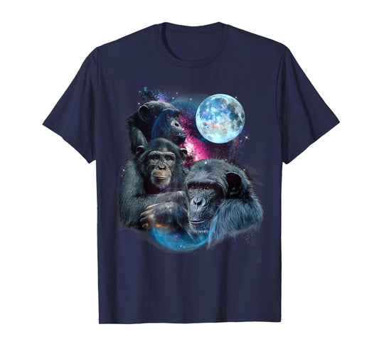 3 Moon Chimpanzee Art Monkey Chimp Ape Animal Lover Novelty T-Shirt