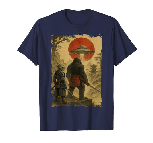 Bigfoot Ninja Alien Vintage Japanese Samurai Ukiyo-e Bigfoot T-Shirt