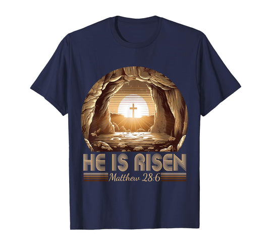 Easter Christian He Is Risen Jesus Empty Tomb Men Women Kids T-Shirt