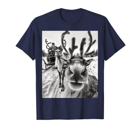 Funny Reindeer Selfie Christmas T-Shirt