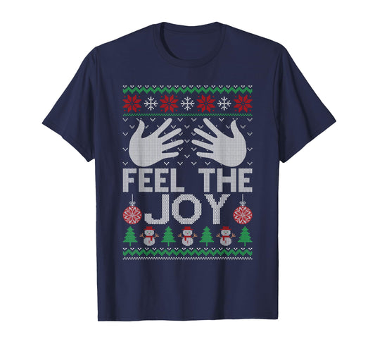 Feel The Joy Merry Christmas Matching Couples Xmas Party T-Shirt