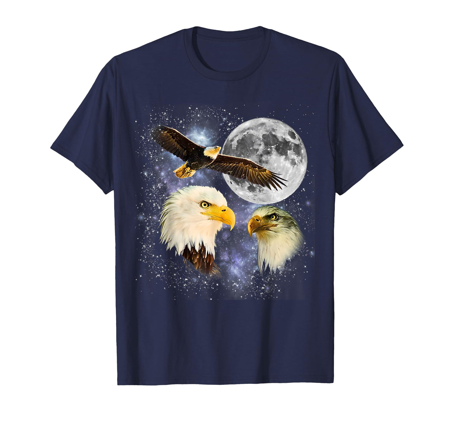 Three Bald Eagle Moon Meme Funny American Bird Eagles Lover T-Shirt