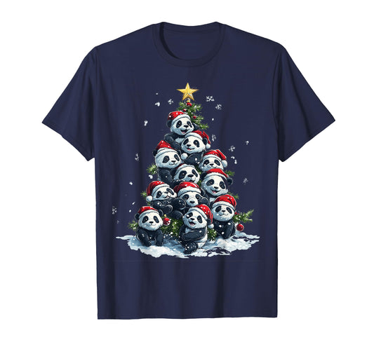 Funny Panda Christmas Tree Xmas Panda Lover Kids Boys Girls T-Shirt