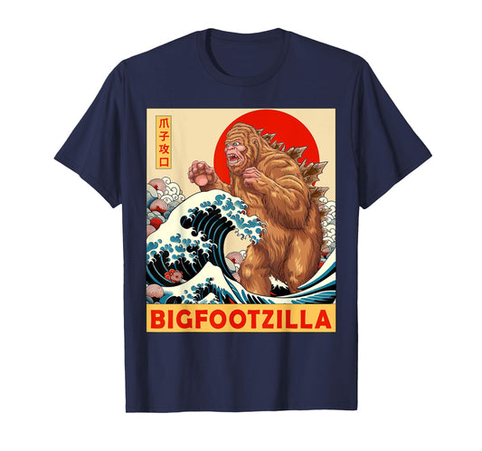 Bigfoot Japanese Art Funny Bigfoot Gifts For Men Women Kid T-Shirt