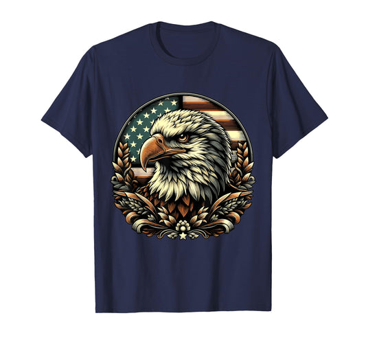 Vintage American Bald Eagle 4th of July USA Flag T-Shirt