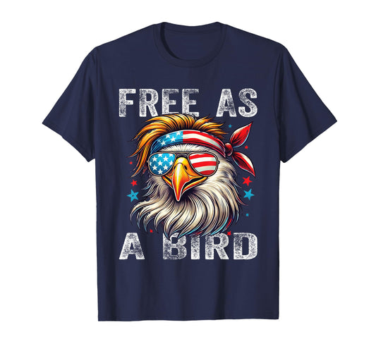 Free As Bird 4th Of July Patriotic Eagle Kids Boys Girls T-Shirt