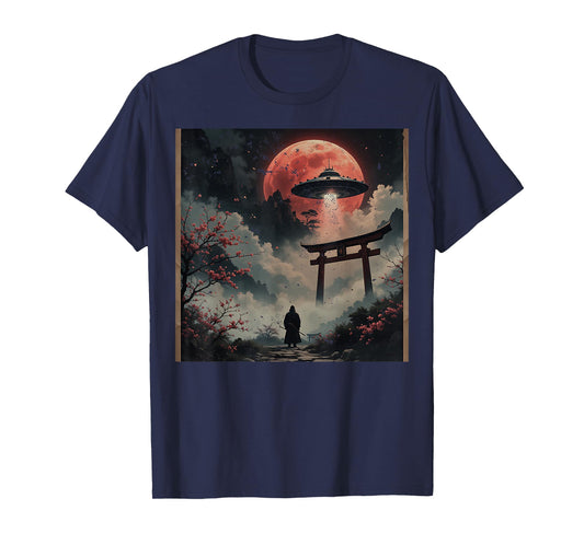 Samurai Bigfoot Japanese UFO Vintage Graphic Ukiyo-e Art T-Shirt