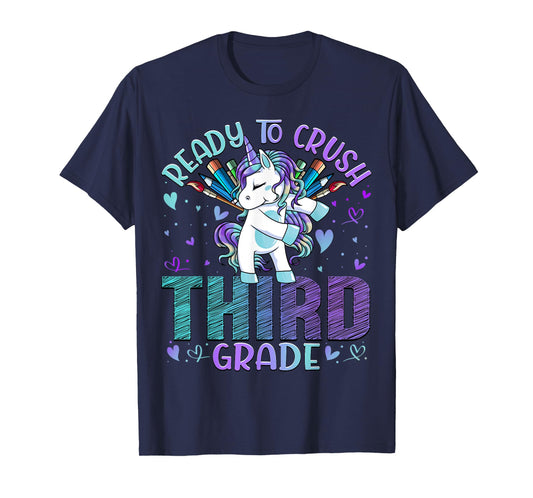 Ready to Crush Third 3rd Grade Back To School Unicorn Kids T-Shirt