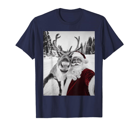 Reindeer Selfie Christmas Party Selfie Funny Reindeer Xmas T-Shirt